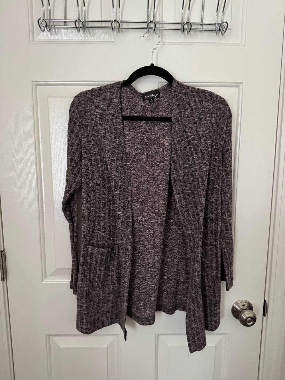 Always Brushed Open-Front Cardigan in Heather Plum